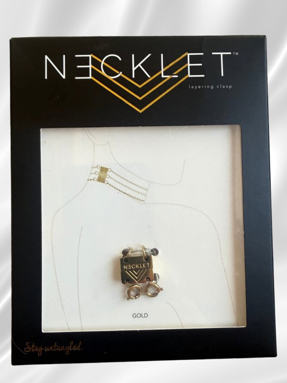 Necklet Gold Double Layering Clasp 2 Strand Magnetic Necklace Detangler 18k